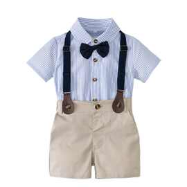 男童夏装西装宝宝周岁礼服夏季短袖抓周衣服婴幼儿生日绅士套装无
