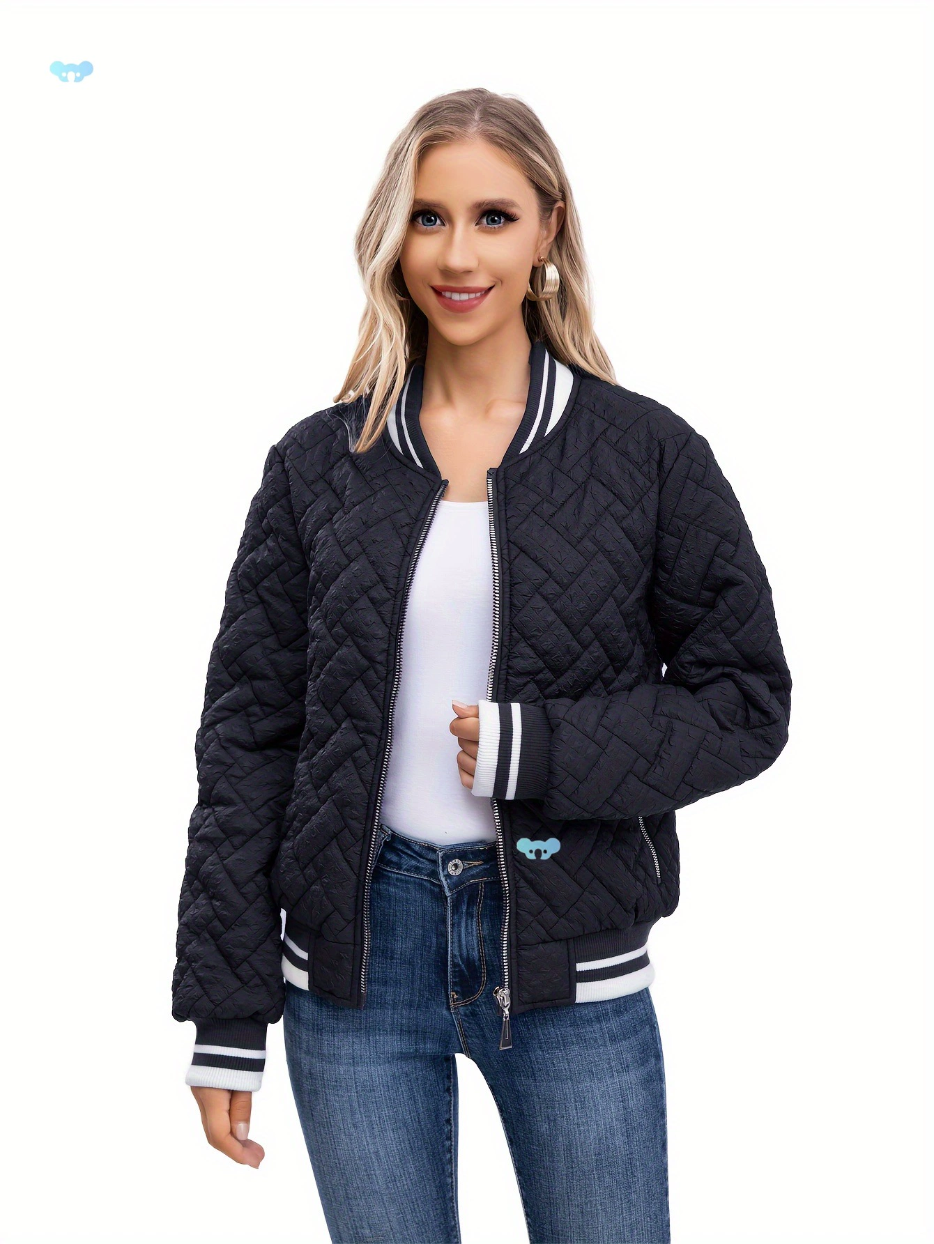 Женская повседневная стеганая бейсбольная куртка на молнии, удобная