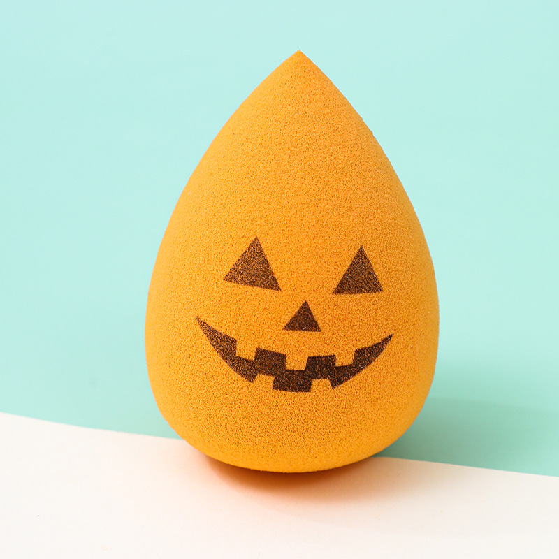 Fábrica personalizada transfronteriza de Halloween huevo de maquillaje polvo de fábrica personalizada gota de agua cortada oblicuamente huevo de esponja de maquillaje sin látex