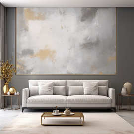 抽象高级灰色油画竹木纤维集成墙板电视背景墙布纹质感3d碳晶大板