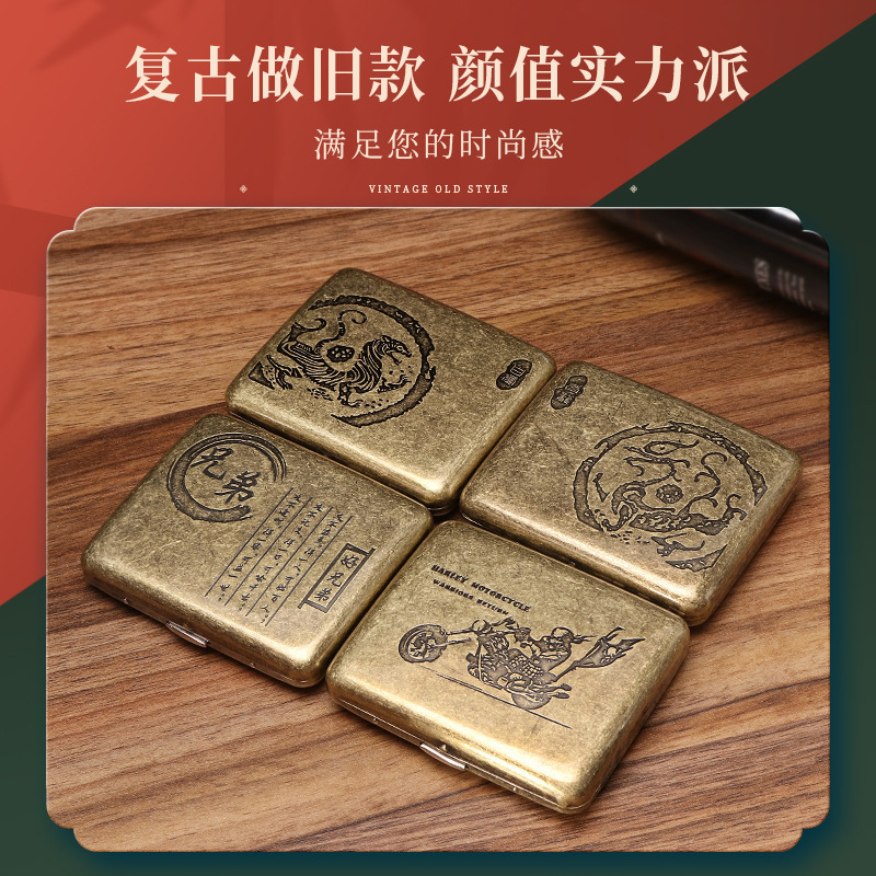 Guipai シガレットボックス 9010 金属両面フリップトップ 20 パックシガレットボックスブロンズ凝縮花自動タバコポータブルシガレットボックス|undefined