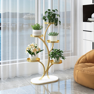 Flower Rack Living Room Floor-Standing Balcony Storage Rack Succulent Flower Rack Universal Wheel Iron Flower Pot Bracket Multi-Layer