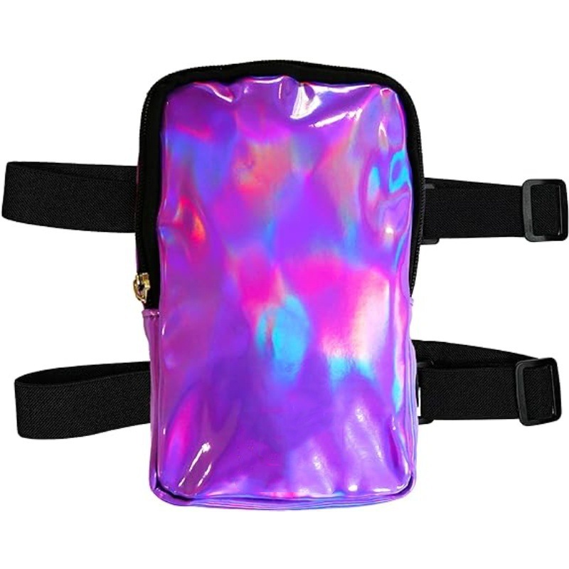 Amazon holografico bolsas de muslos bolsas de piernas de mujer al aire libre carnaval trekking bolsas de cintura ajustables