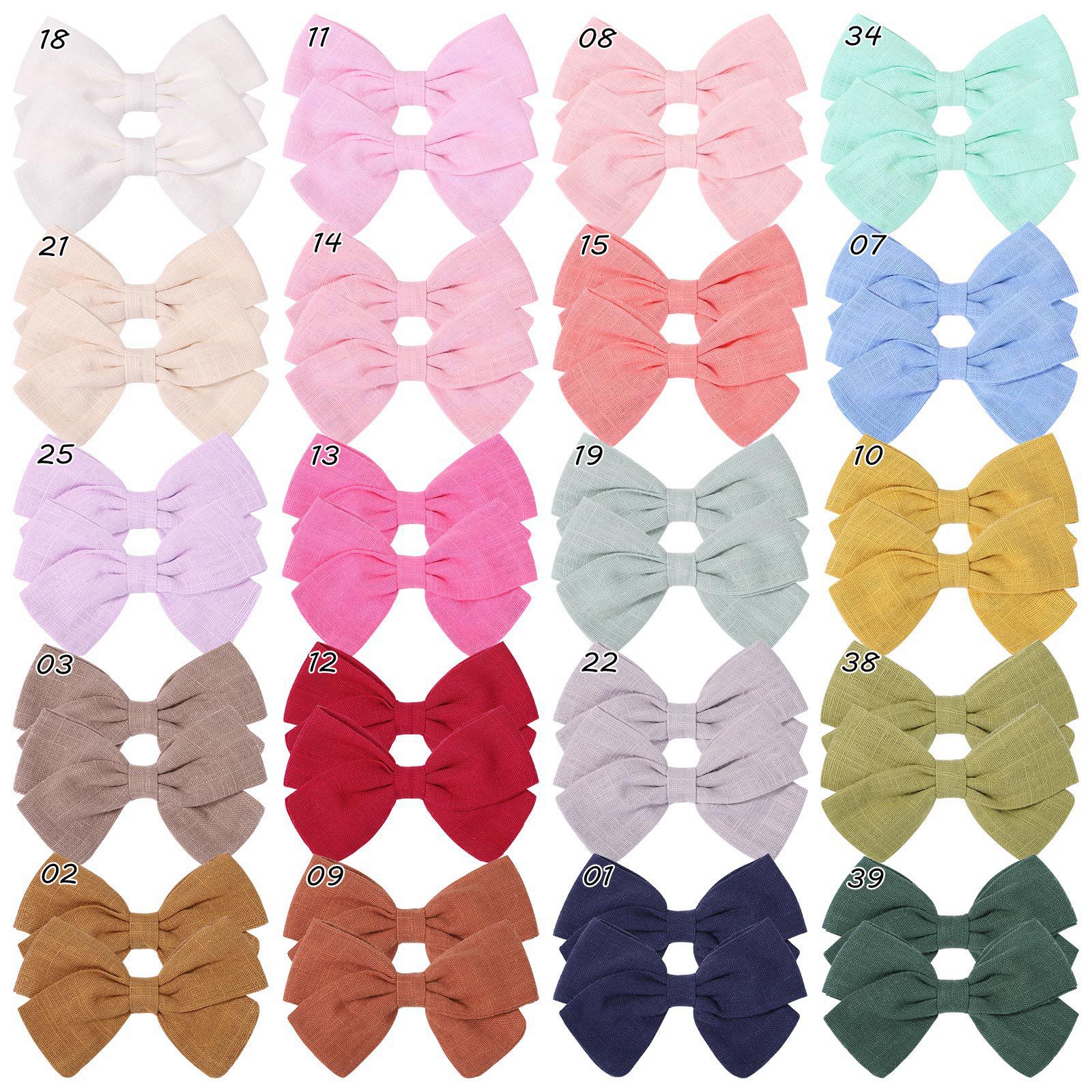 Fashion solid color cotton childrens hair accessories bow hairpinpicture1