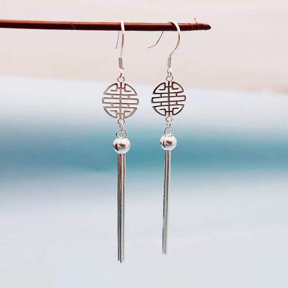 Оптовая продажа модных в TikTok ретро-серьёжек с бусинами и кисточками, универсальные, двойное счастье, от производителя