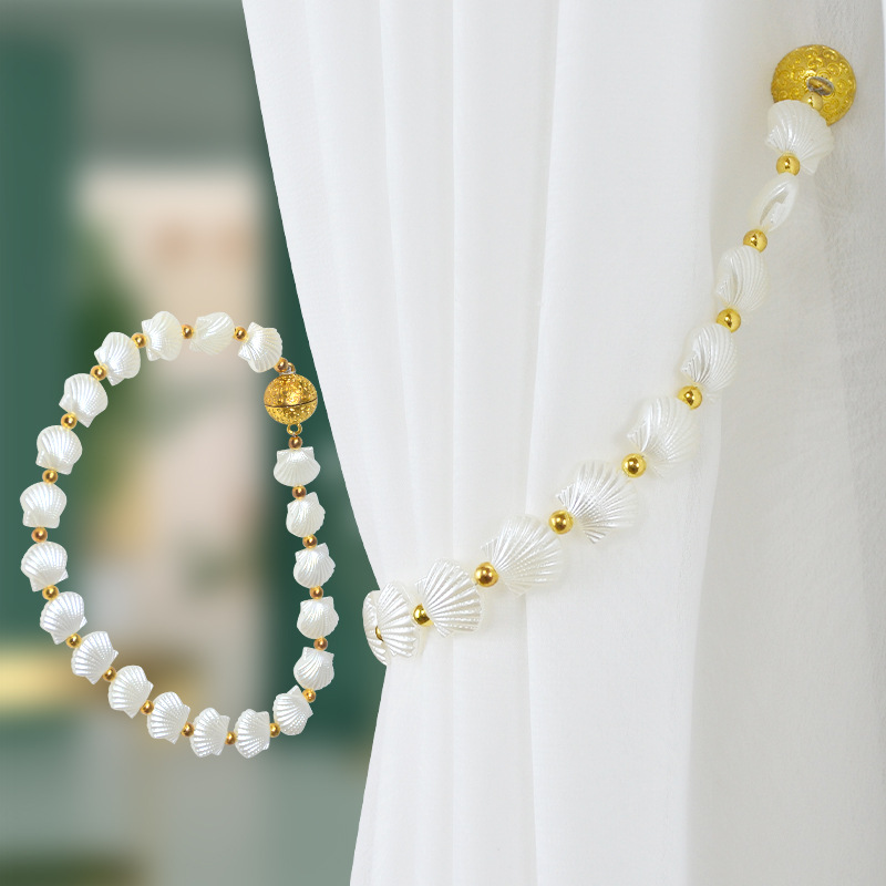 Magnetic Curtain Tiebacks Decorative Shell Style No Drill_voghion.com