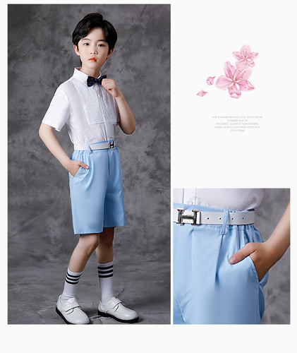 Children girls blue color jazz dance costumes choir stage performance  princess skirts graduation photos shooting cosplay costumes