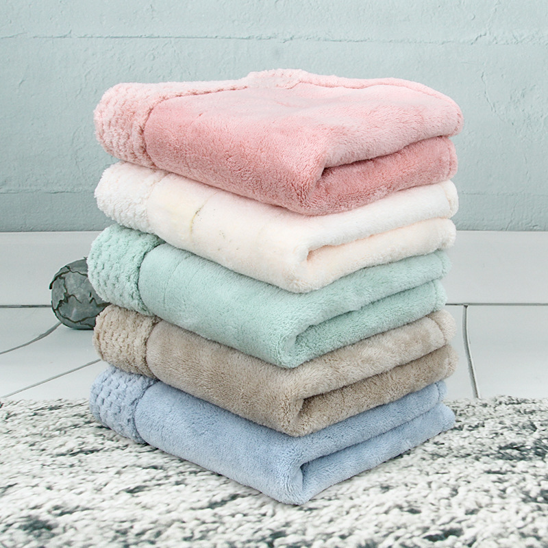 珊瑚絨毛巾懸掛吸水酒店洗臉巾家用擦車美容院柔軟菠蘿格貼邊毛巾