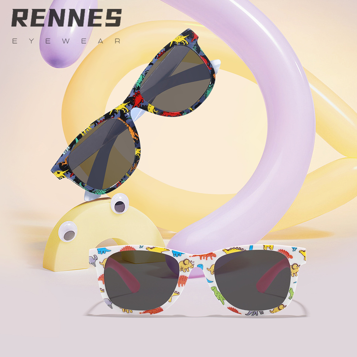 2024 nuevos dibujos animados para niños transfronterizos, estampado de dinosaurios, tendencia, gafas de sol de moda, gafas de sol esenciales para el uso al aire libre