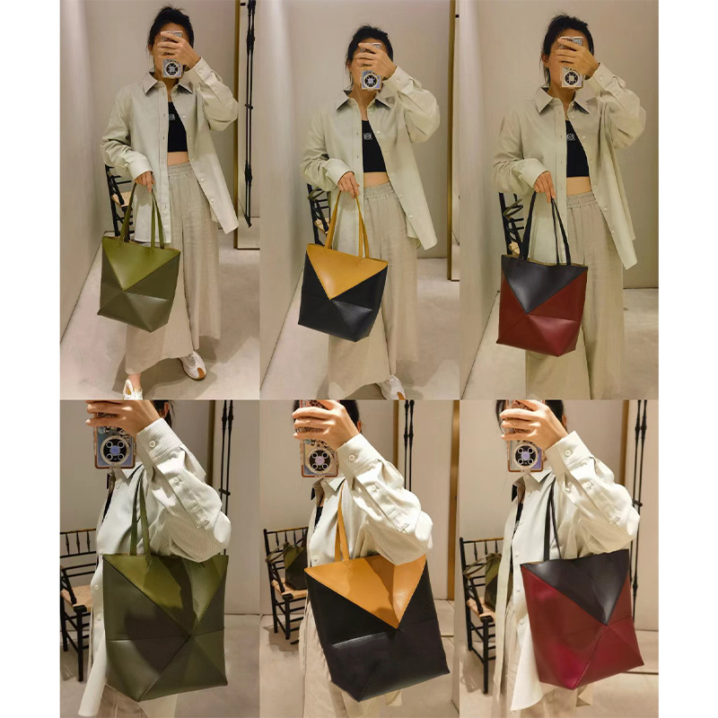 2023 new puzzle deformation Folding Geometric Bag tote bag brown shoulder messenger handbag genuine leather bag