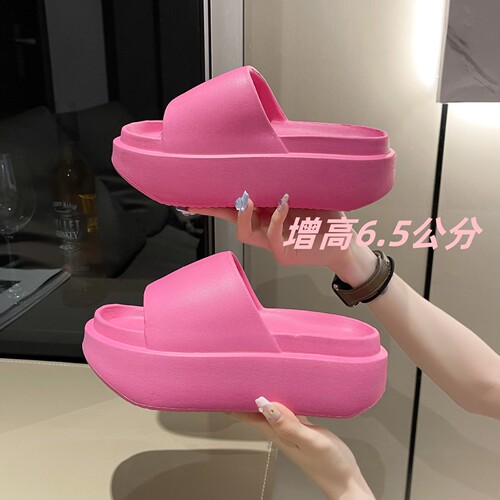 EVA Thick Sole Slides for Women, Summer 7CM Versatile Outdoor Wear Heels, Soft Sole Home Beach Cross-border Cool Slides Wholesale