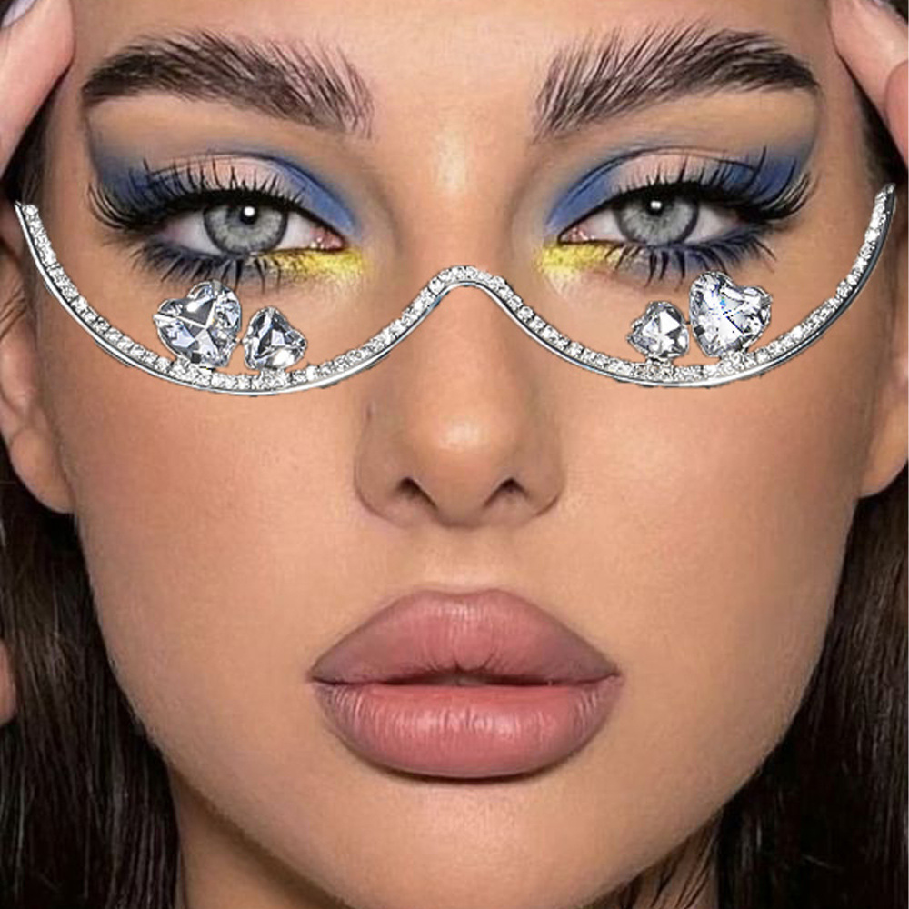 30g Weight Half Frame Glasses Structure Glasses Classification Special-Shaped Mirror Glasses Style 1 Piece Glam Novelty Heart Shape Rhinestone Women's Glasses