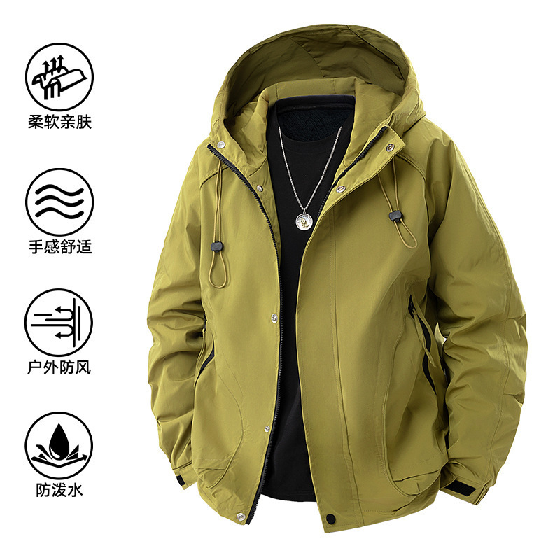 2025 Spring and Autumn Jacket Coat Men's Casual Coat Couple's Trendy Brand Loose All-match Hooded Jacket Coat