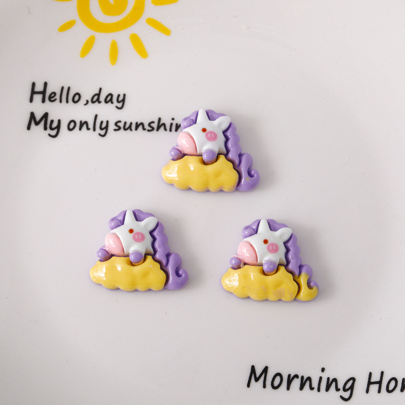 Unicornio estrella de dibujos animados DiDi accesorios de resina crema pegamento para el cabello de la caja del teléfono móvil agujero agujero hebilla material de pegatina de refrigerador