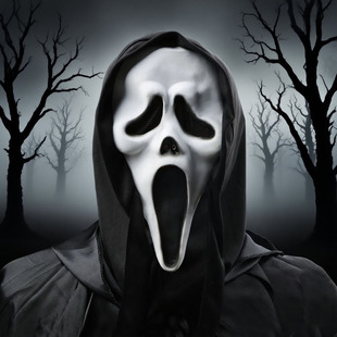 Halloween Cos Horror Screaming Ghost Face Mask Npc Funny Scary Latex Headgear Party Dance Play Props