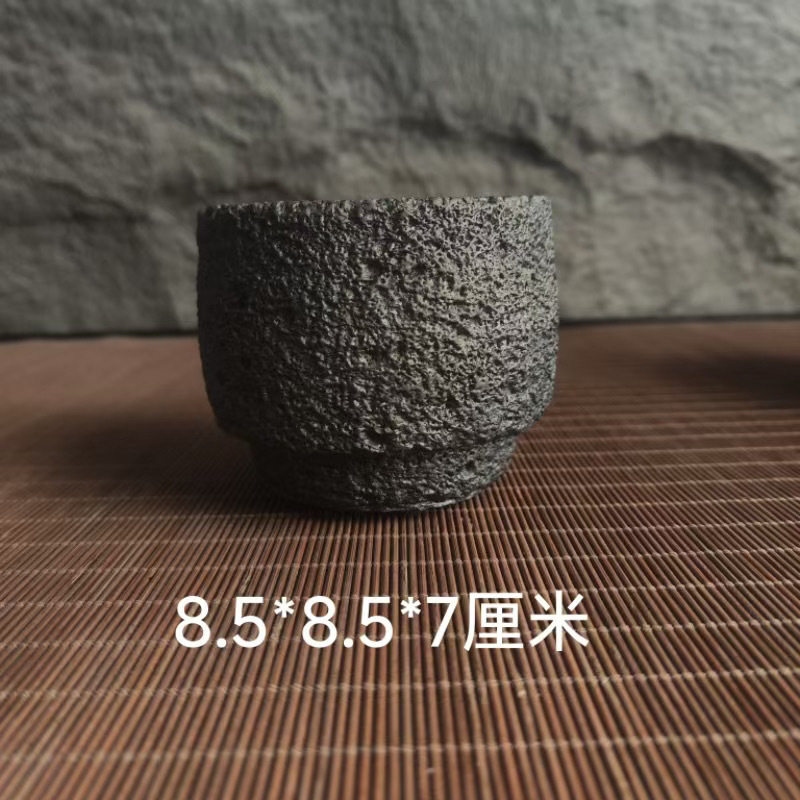 黒模造火山石インクリエイティブ屋内黒陶多肉植物デスクトップシルバーバンブー緑植物植木鉢セメント通気性鉢植え|undefined