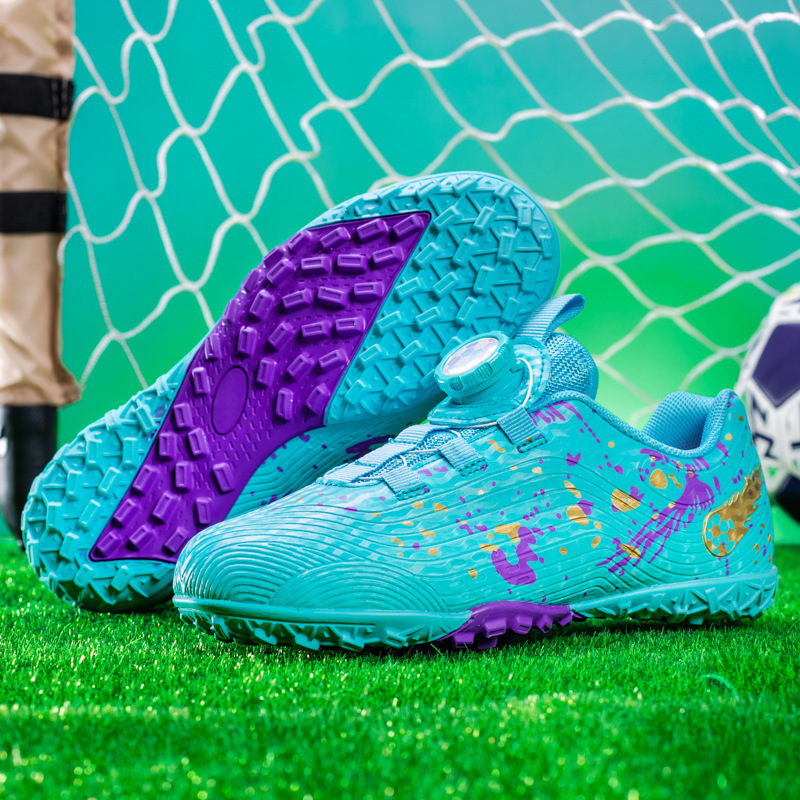 ShoeGlobe, scarpe sportive da ginnastica per la scuola elementare, con bottoni rotanti transfrontalieri, per bambini, con tacchetti da calcio_voghion.com