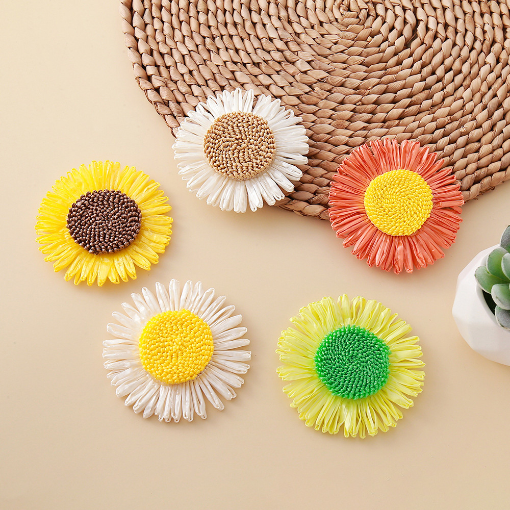 Ropa de sol, bolsos, accesorios, flores de decoración DIY, accesorios de joyería hechos a mano, accesorios, margaritas, tejidos de paja