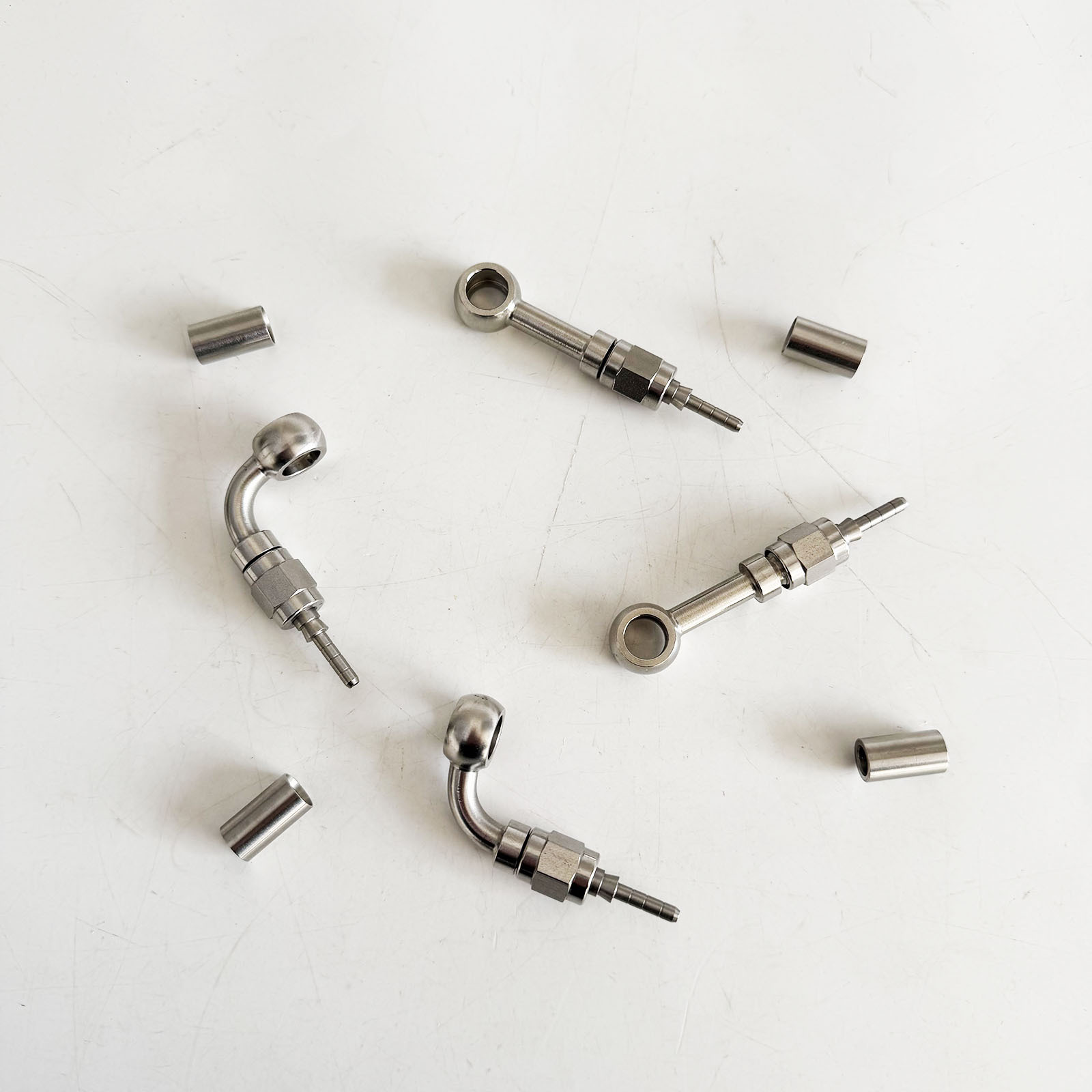 M10 Stainless Steel Brake Hose Fish-Eye Connector 0 Degree/90 Degree Crimped Brake Oil Pipe Hydraulic Connector