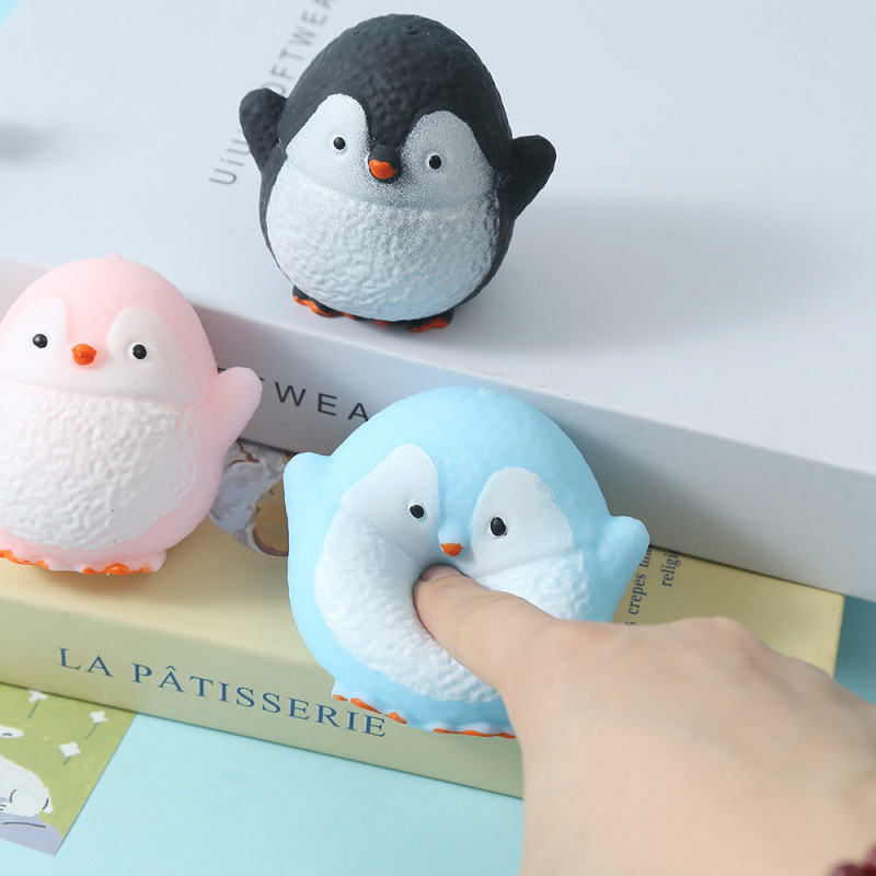 Popular squeezeable toy for stress relief, slow rebound, cute and bouncy penguin-shaped squeezeable toy, wholesale from manufacturer.