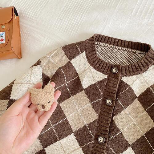 Children's plaid sweater 1-7 years old spring Huzhou children's clothing baby spring coat boy's sweater girl's top