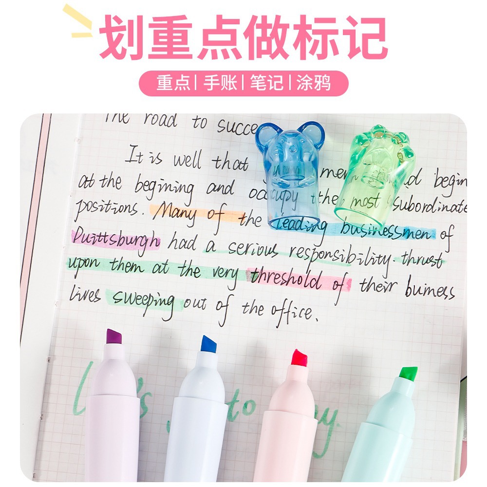 Cat Paw Highlight Pen Set Mini Fluorescent Handbook Pen Set 6 colores pen creativo