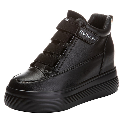 2024 new autumn and winter new height-increasing short boots for small people, thick-soled platform genuine leather casual thick-soled high-top shoes