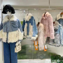 C撤柜K皮草23冬百搭大牌时髦狐狸毛真皮拼接皮草外套品牌尾货批发