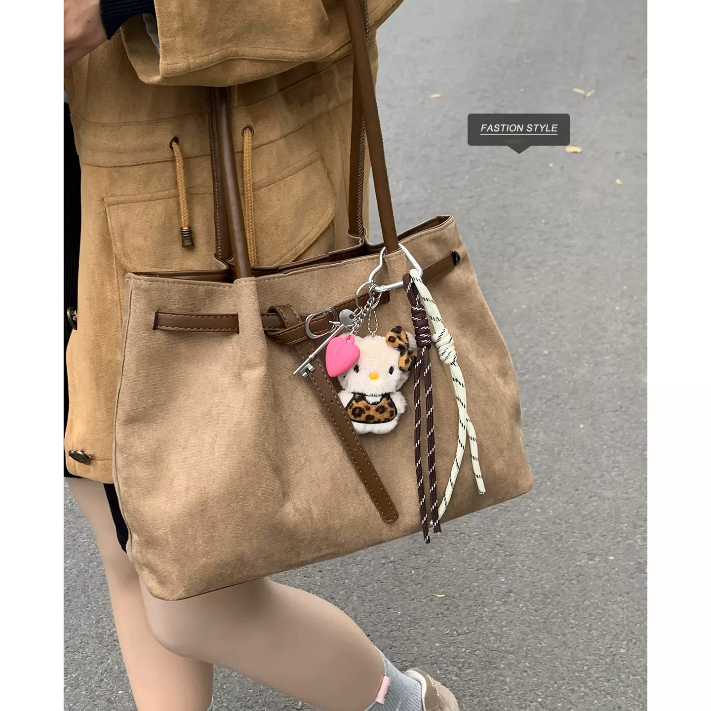 小众复古大容量手提包女士通勤包2025新款麂皮绒托特包简约单肩包