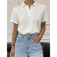 B 41481 Short Sleeve Polo Shirt Women's Casual Solid����Pol