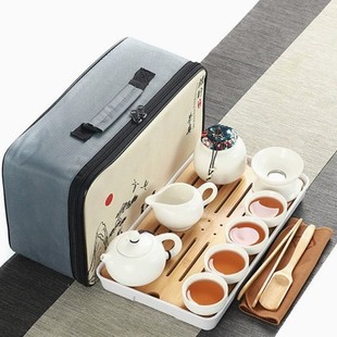 Ceramic travel kung fu tea set portable outdoor suit wholesale whole set of activities anniversary to send customers small gifts