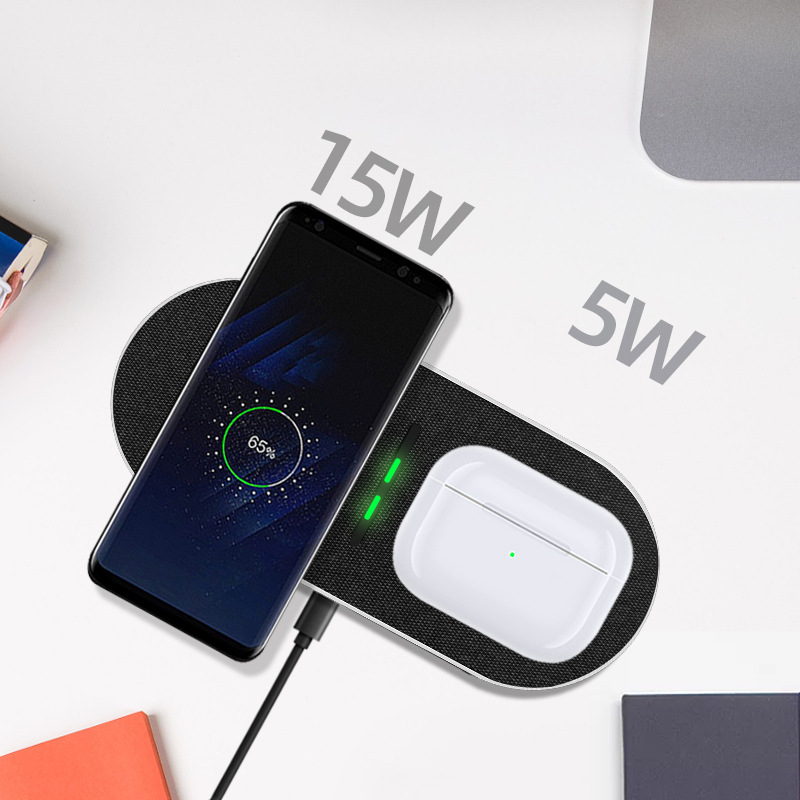 New Dual 15W Wireless Charger Multifunctional 2-in-1 Wireless Fast Charge Amazon Cross-border Creative Dual Charge