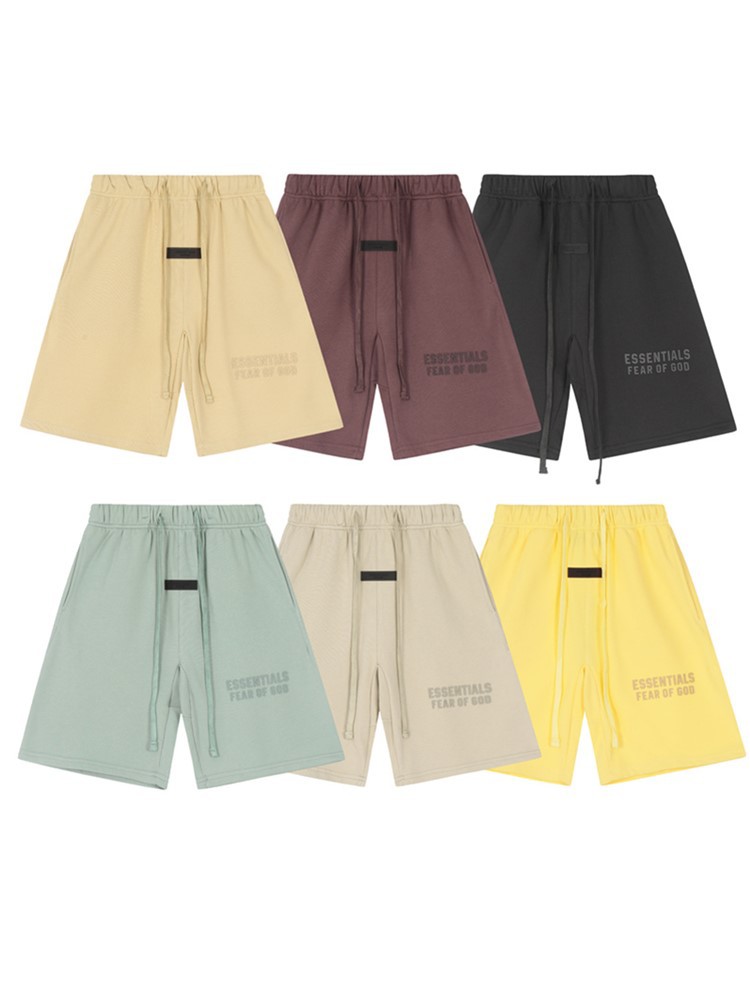 FOG ESSENTIALS Temporada 8 Doble línea de alta calle letras casuales sueltas impresión de silicona pull-out pantalones cortos de moda para hombres