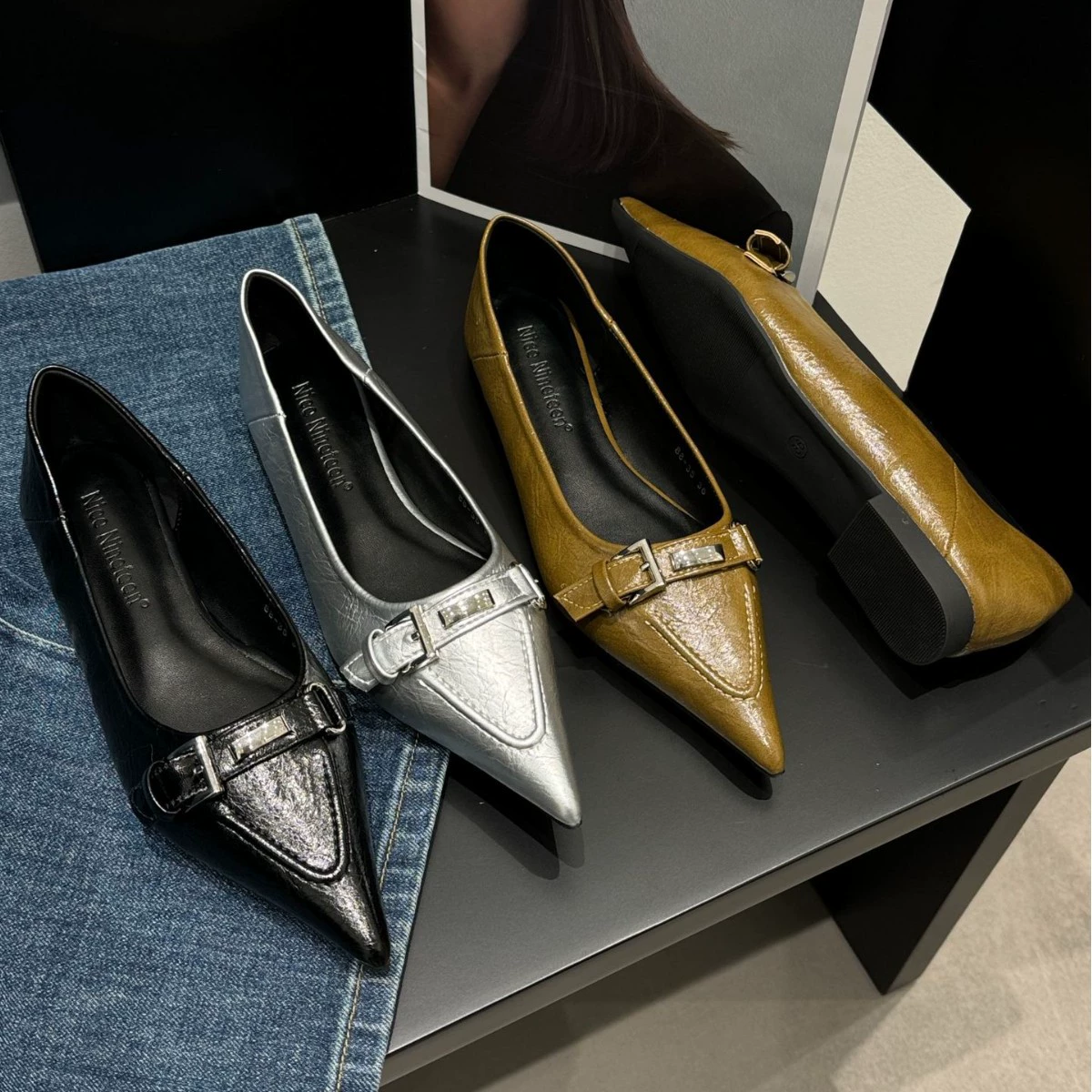 Черная столовая рабочая обувь на каблуке 2025 осень