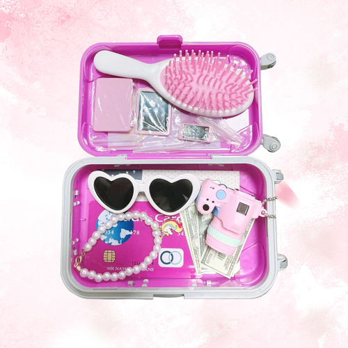 Travel Luggage for Kids, 18-inch American Girl Doll Accessories, Airplane Tickets, US Dollars, Credit Cards, Passports, Cameras