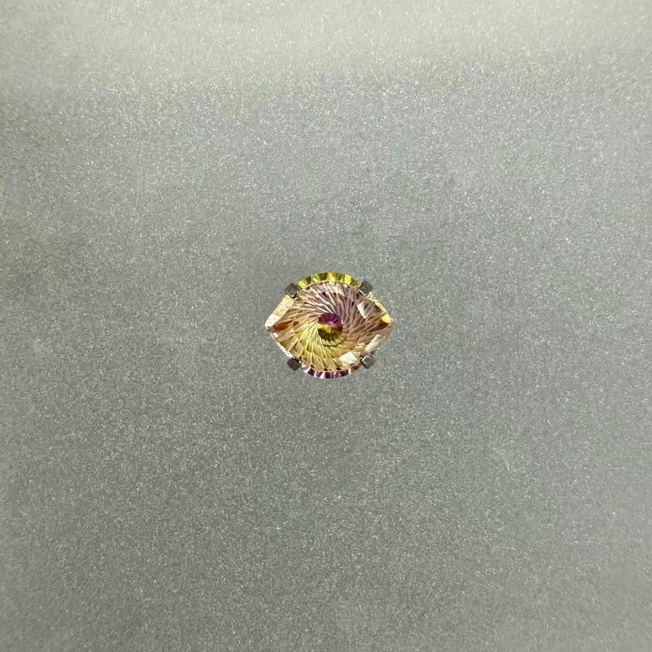 广格F136 Titanium Alloy 碗托恶魔之眼5A级 Cubic Zirconia Ear Stud Two Tone 渐变6*7.5眼睛 Ear Stud