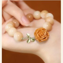 白夜玫瑰天然菩提子手链新中式手链古风花朵串珠手链复古闺蜜手饰