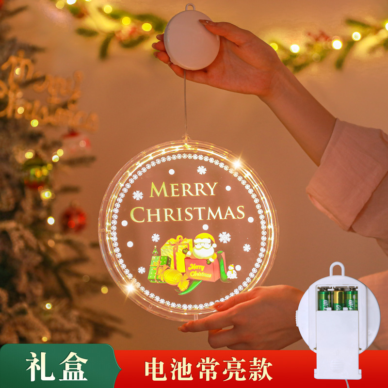 Navidad LED decoración luminosa puerta colgante árbol de Navidad ventana del centro comercial luces de atmósfera pintadas ventanas redondas colgantes