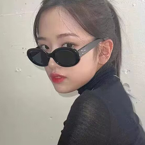 Retro Oval Sunglasses New Korean Style Vacation Sunglasses Women's High-Quality Ins Sunglasses Concave Shape