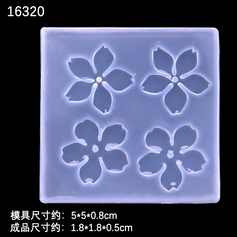 DIY cristal epoxi UV pegamento espejo hecho a mano flor de cerezo Rosa trébol llavero pendientes accesorios joyería molde