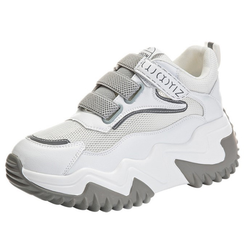 Zapatos blancos para mujeres 2026 primavera nuevos zapatos muffins de malla transpirables velcro zapatos deportivos de suela gruesa transpirables verano image 7