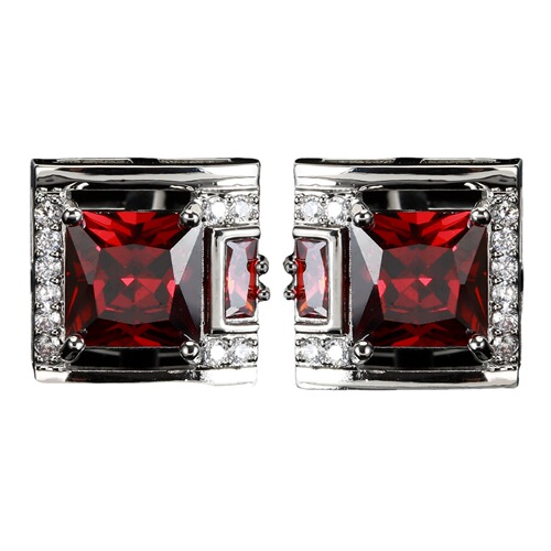 Tough square diamond men's cufflinks light luxury French shirt suit cuff buttons black gemstone cufflinks gift