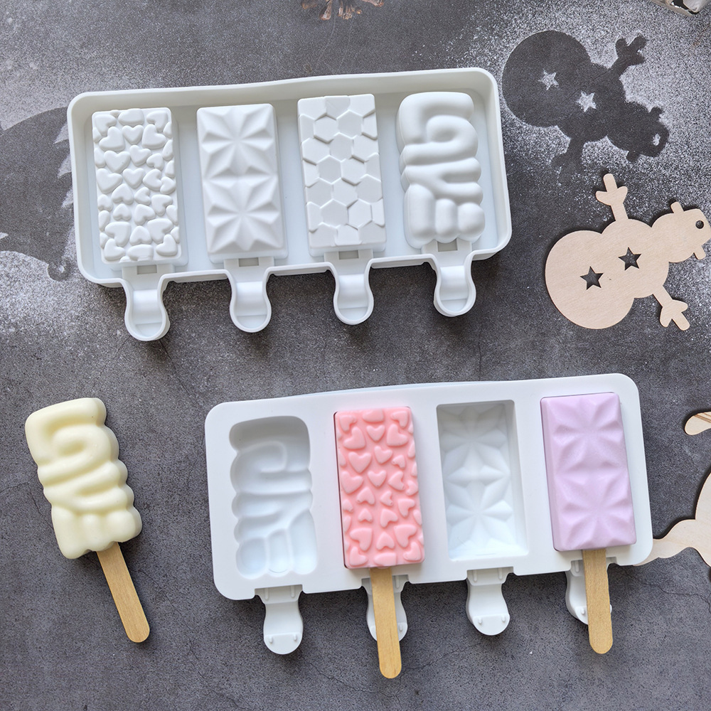 4 líneas de amor 269 helado de cristal helado silicona molde de postre hielo barras de hielo para hacer suministros de fiesta de verano