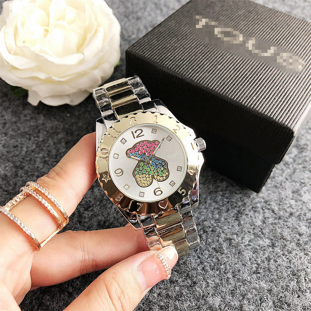 2023 neue Heiße Verkauf Uhr frauen Luxus Uhr frauen Farbe Diamant Cartoon Bär Uhr Platte frauen Uhr LAZADA uhr_voghion.com