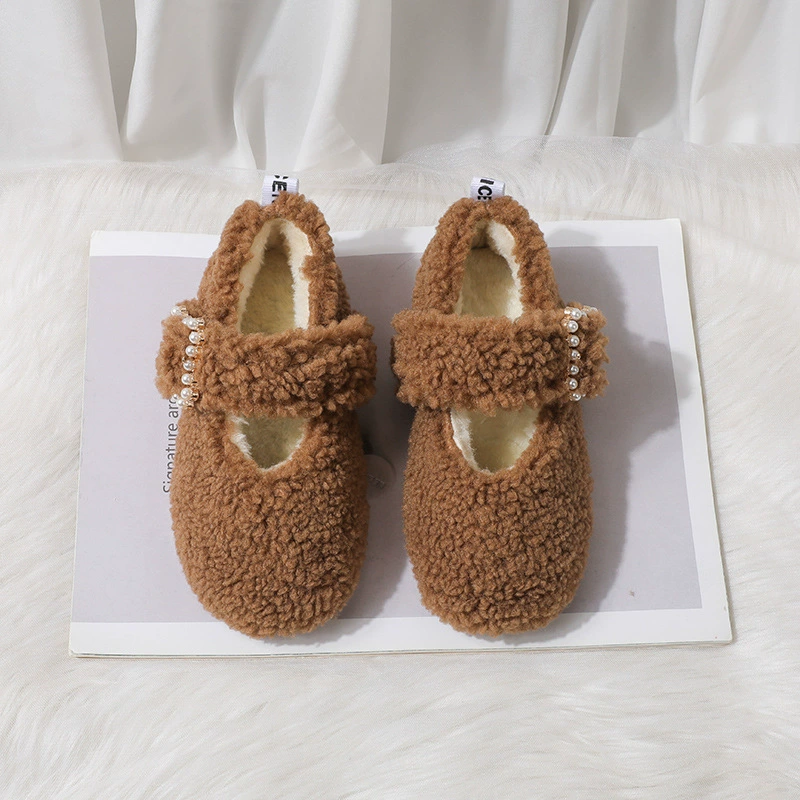 Мягкие теплые туфли для девочек с удобной мягкой подошвой, двойным слоем хлопка, милые и уютные.