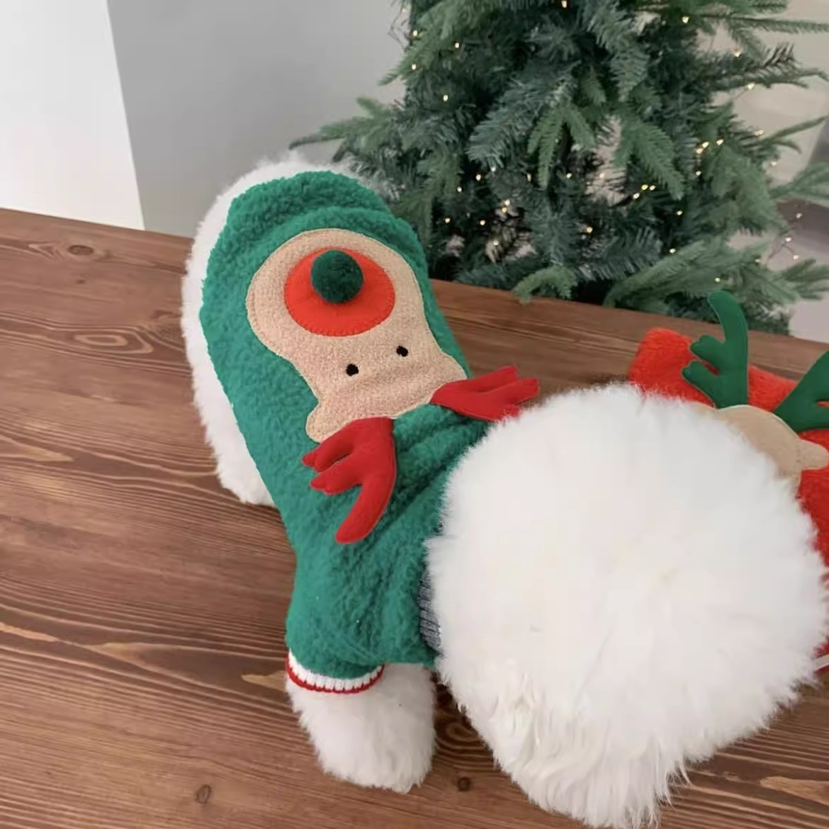 Otoño e invierno cachorro navidad chaleco de dos patas mediano y pequeño perro abrigo de terciopelo abrigo de gato gratis bufanda ropa para mascotas