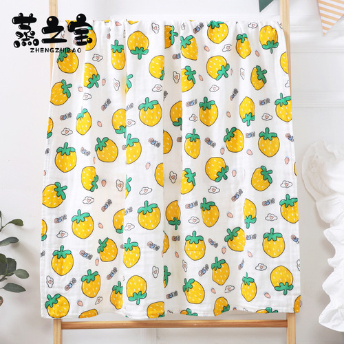 Summer thin four-layer 90*90 gauze wrap baby cotton bath towel wrap newborn baby summer wrap