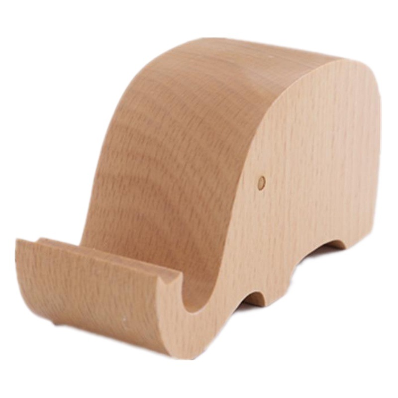 Paisaje artesanía perezoso madera teléfono móvil asiento dibujos animados animal elefante madera maciza teléfono móvil soporte fabricantes venta al por mayor talla