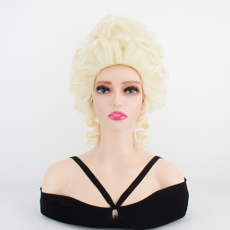 Peluca de moda europea y americana de las mujeres pelo corto conjunto plata blanco negro Pelo Rizado corte estilo retro simulación romana cabeza rizada conjunto