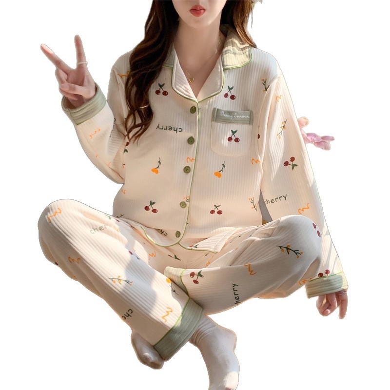 2025 meses de ropa de embarazo pijama prenatal y postpartum lactancia otoño y invierno sándwich aire caliente algodón conjunto de ropa para el hogar